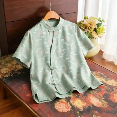 Song brocade silk top
